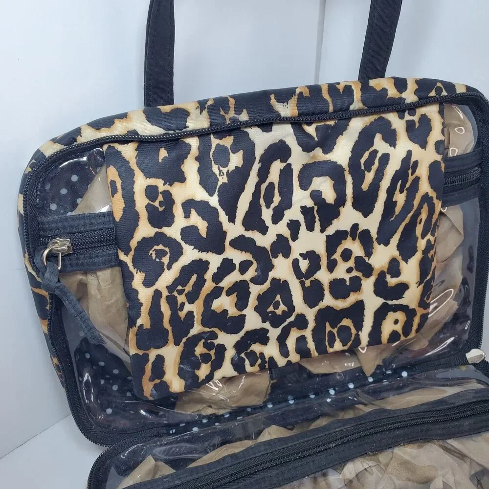 Victoria's Secret Large Travel Toiletry Bag Make-up Bag Leopard Print 90s Y2K
